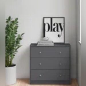 Gray Three-Drawer Dresser